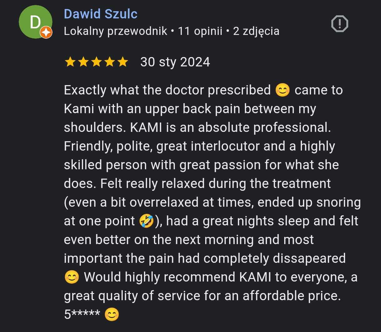 Dawid Szulc — 5-star Google review